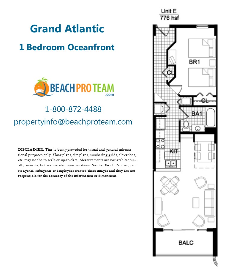 Grand Atlantic Floor Plan E - 1 Bedroom Oceanfront